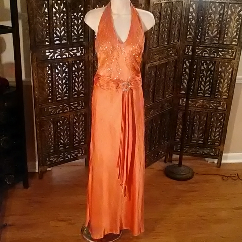 Orange prom dress, size 2